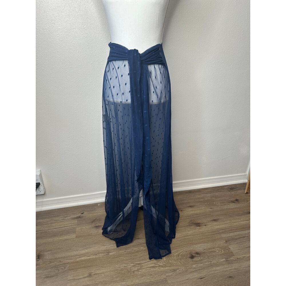 Ancora Navy Blue Polka Dot Sheer Scarf Wrap - Picture 10 of 15